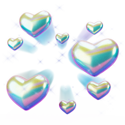 Holographic Chrome Decorative Hearts